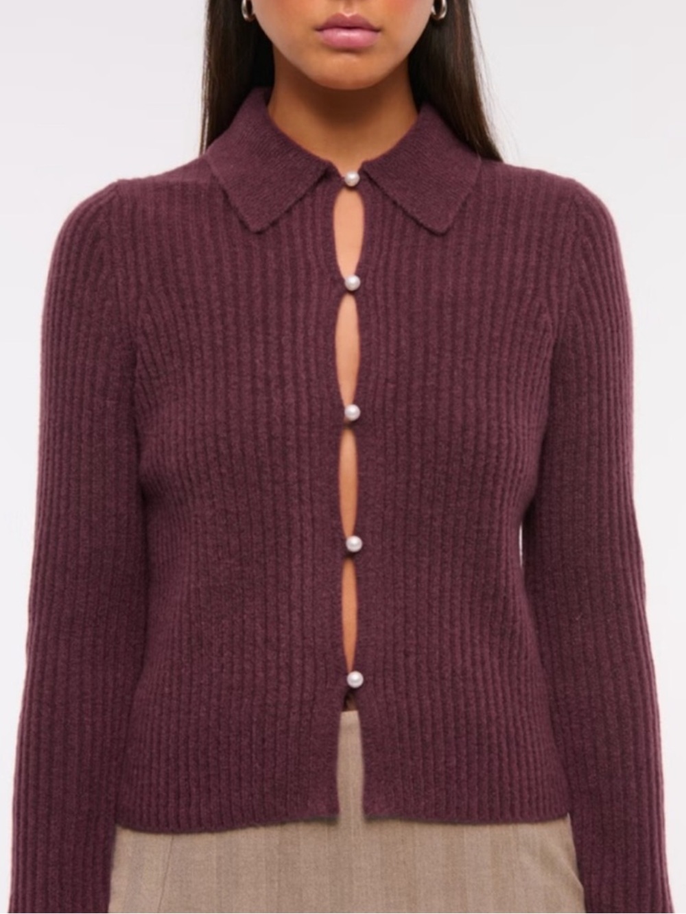 NWT Abercrombie Pearl Button Cardigan Burgundy Size S